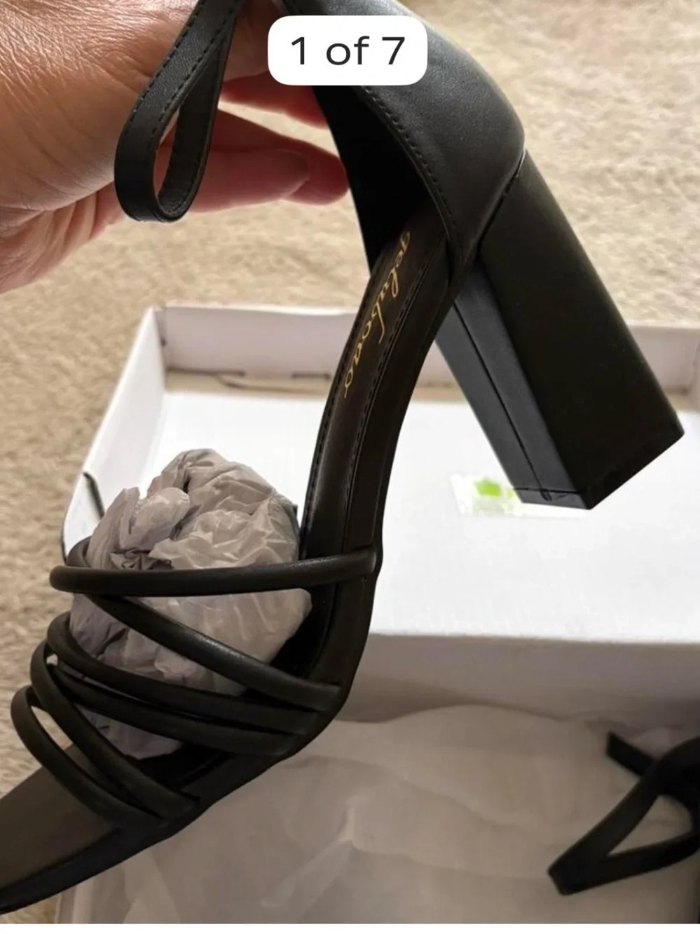 Black Strappy Block Heel Sandals - Women